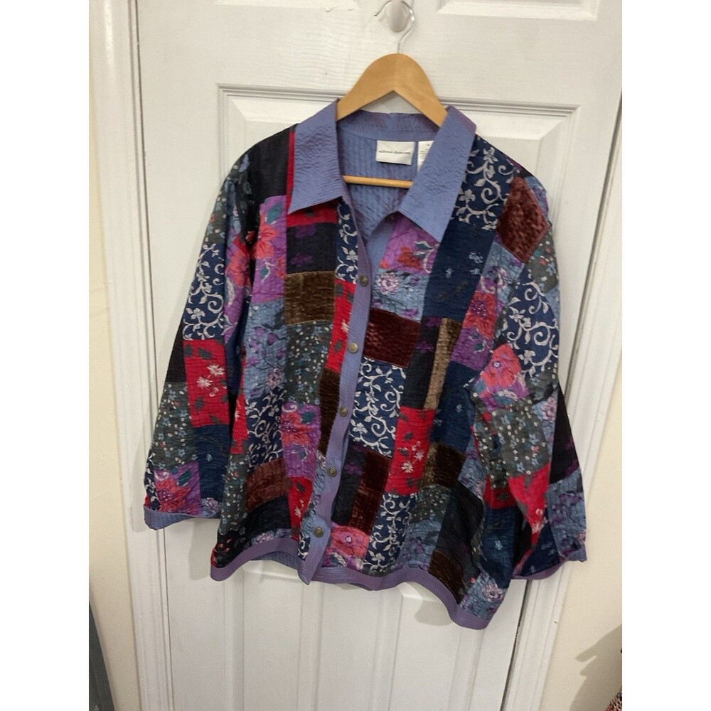 Vintage Alfred Dunner Patchwork Jacket, Cottagecore, wearable art. Size 18